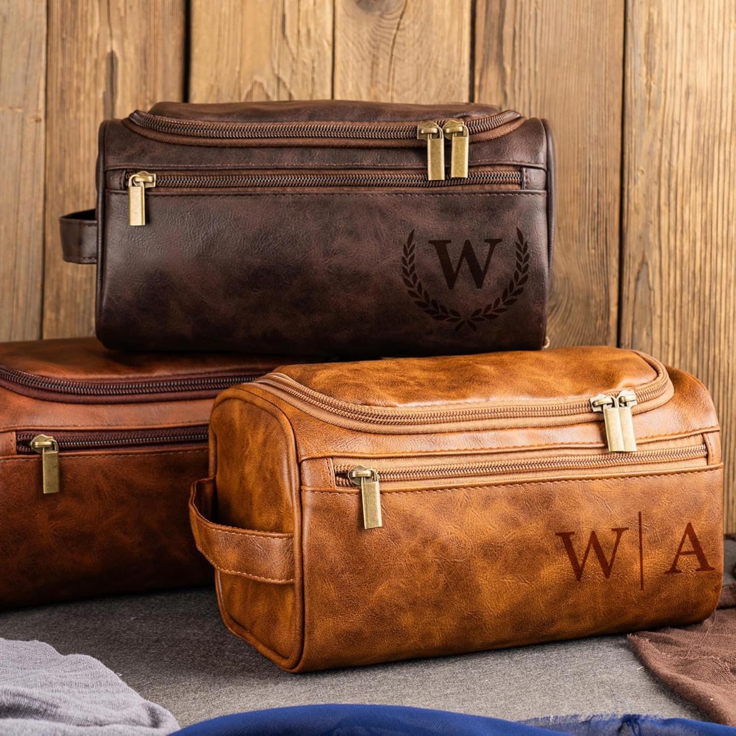 Personalized Toiletry Bag Engrave Name and Initials Personalized Gifts for Father's Day Monther's Day Birthday